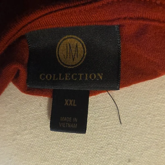 JM Collection Graphic Tunic with 3/4 Sleeves in Orange and Pink - Picture 2 of 2